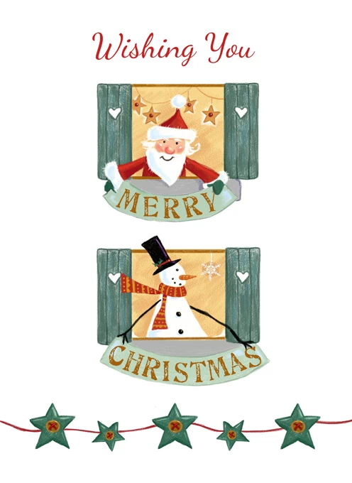 Wishing You Merry Christmas Character Windows