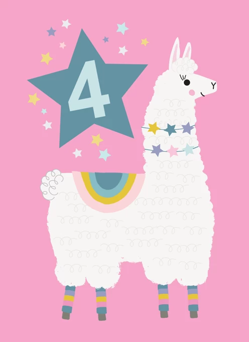 Llama Birthday Age 4