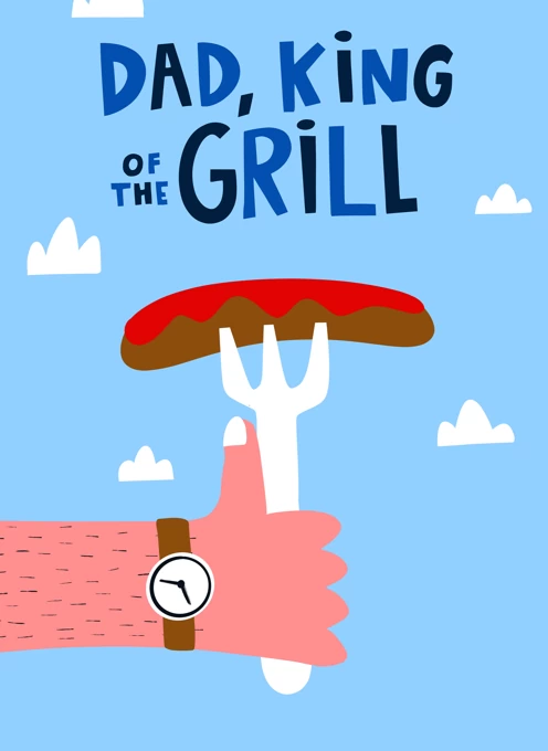 Dad, King of the Grill Funny BBQ Sausage Father's Day Card