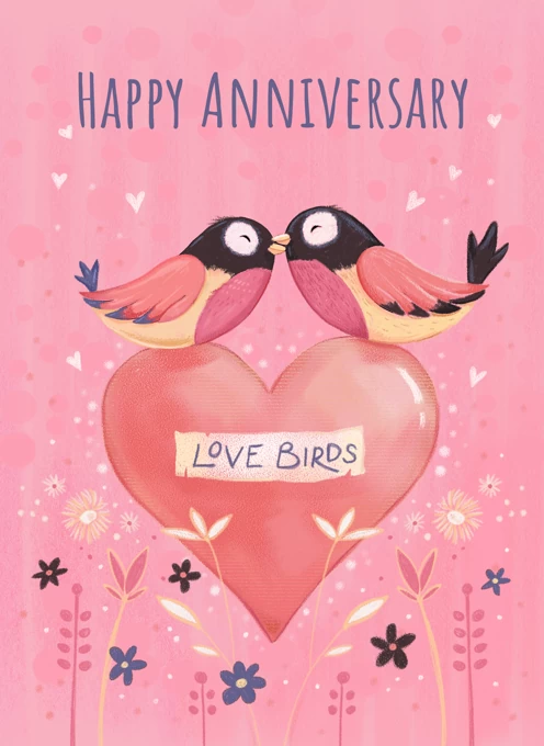 Anniversary Love Birds Heart Floral