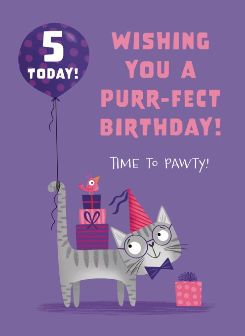 5th Birthday Cute Cat Card