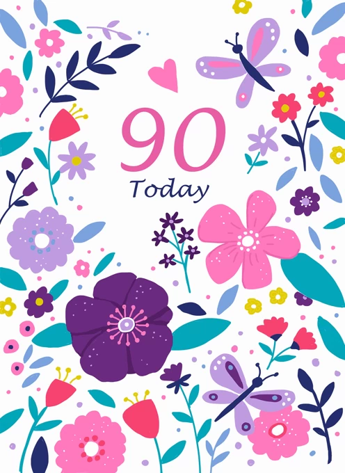90 Today Floral Birthday