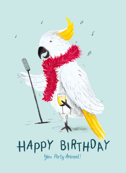 Birthday Cockatoo - Party Animal! by The Paperhood | Cardly