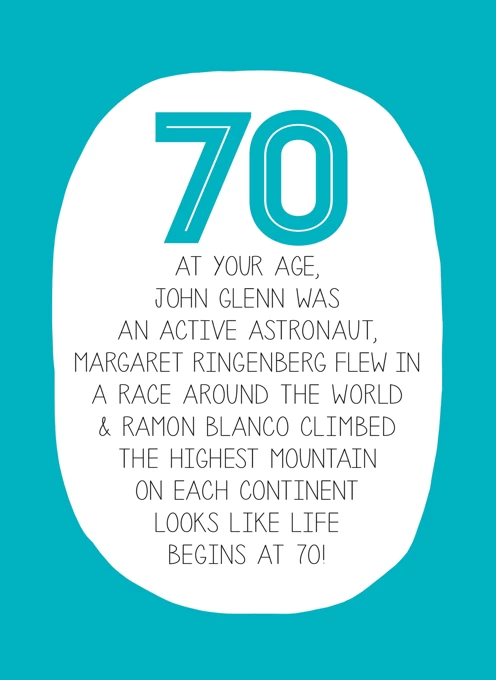 70th Birthday Card - At Your Age