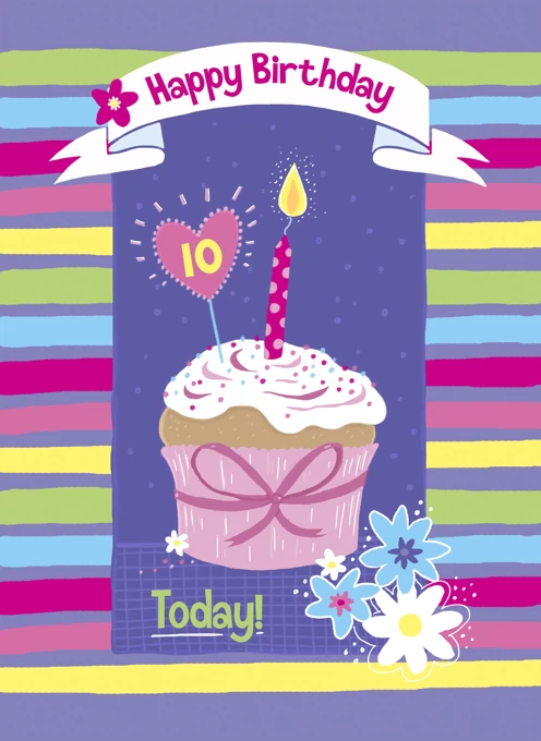 10th Birthday Cupcake Stripes