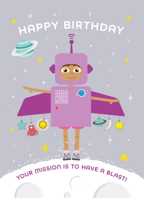 Space Girl Birthday Card