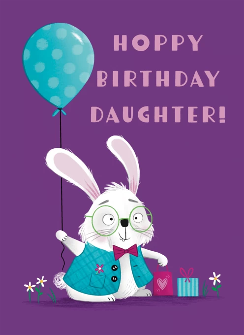 Hoppy Birthday Daughter Bunny Rabbit Birthday Card