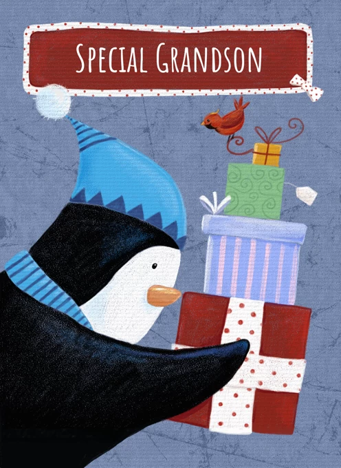 Grandson Penguin with Gifts