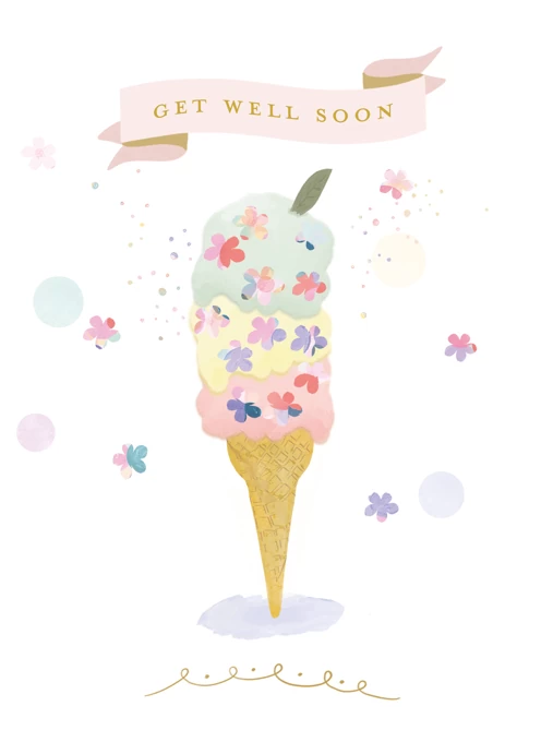 Get Well Soon Ice Cream Cone Card