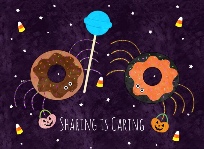 Sharing is Caring Spider Donut Card