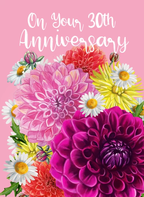 30th Anniversary Flowers Card