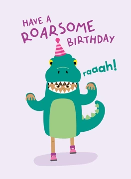 Dinosaur Girl Birthday Card