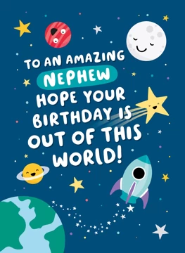 Space Birthday Card Nephew