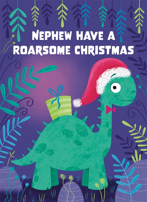 Dinosaur Nephew Christmas Card