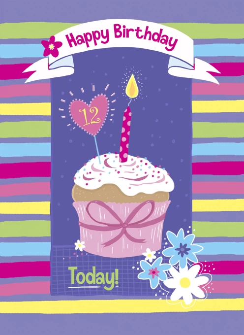 12th Birthday Colourful Cupcake