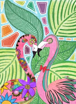 Tropical Valentine's Day Flamingoes