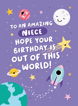 Space Birthday Card Niece
