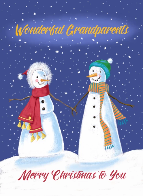 Grandparents Christmas Snowmen Couple