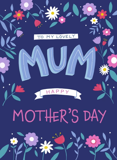 Mother's Day Mum Floral Lettering
