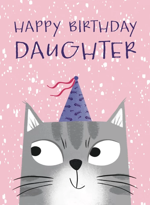 Cute Tabby Cat Daughter Birthday Card