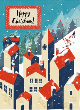 Christmas Winter Village Card