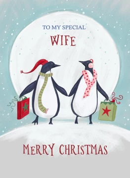 Wife Christmas Penguin Couple Moon