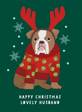 Grumpy Dog Christmas Card for Husband