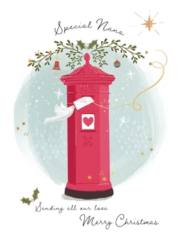 Special Nana Red Letterbox Foiled Christmas Card