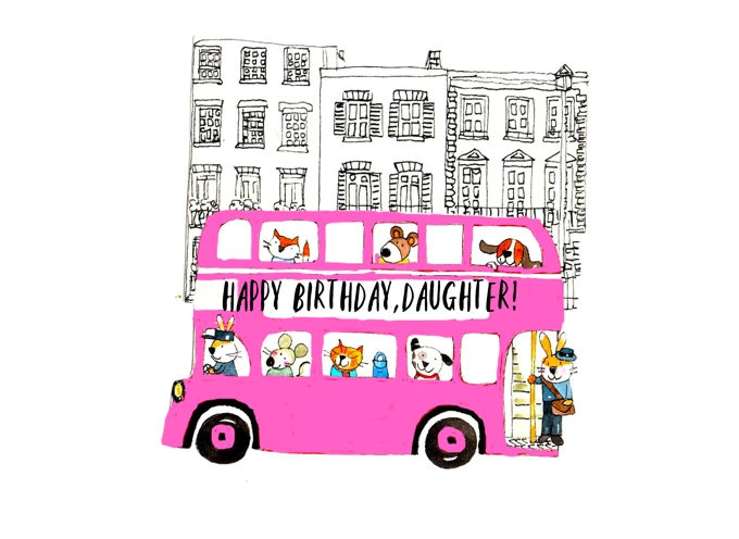 Pink Bus Happy Birthday Daughter