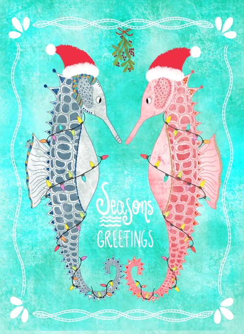 Seasons Greetings Seahorse Card
