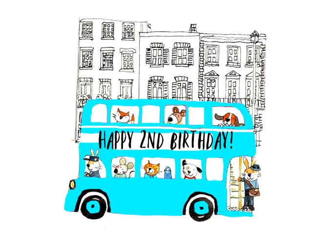 2nd Birthday Blue Bus