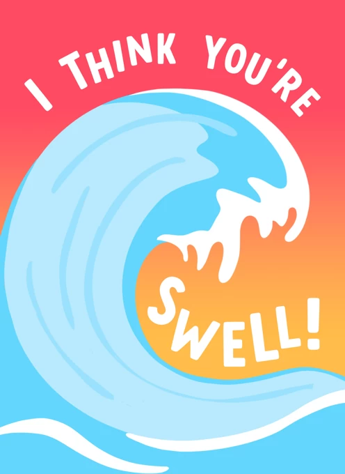 Funny Surfing Valentine's Day Card - You're Swell