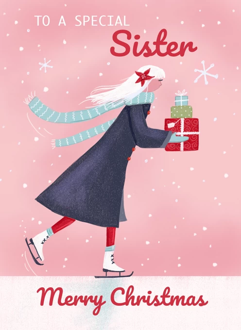 Sister Christmas Girl Skate on Pink