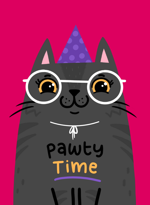 Pawty time - Black cat