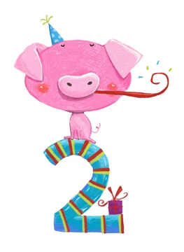 Age 2 Birthday Cute Pig