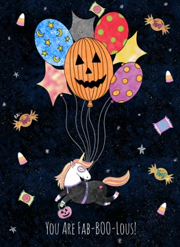 Fab-Boo-Lous Unicorn Halloween Card