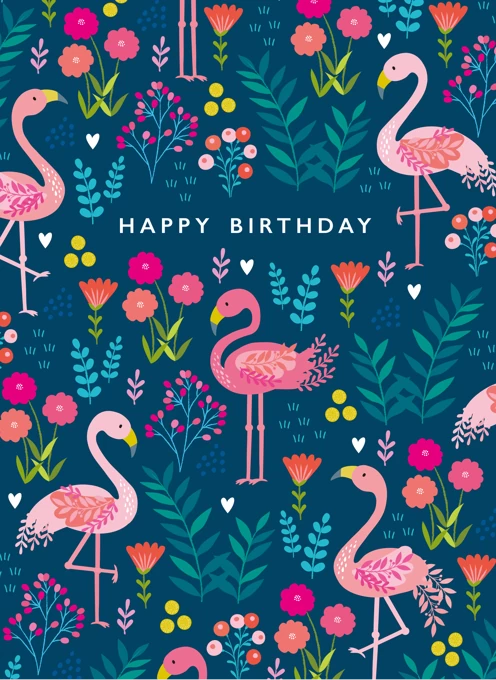 Flamingo Pattern Birthday Card